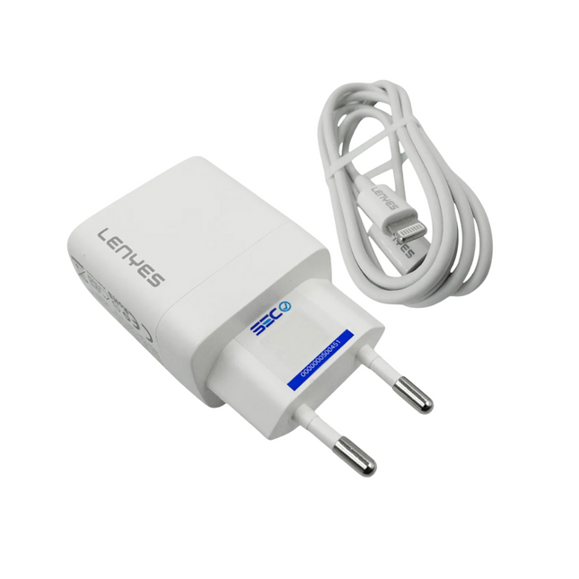 CARGADOR LENYES 20W GAN + CABLE LIGHTNING