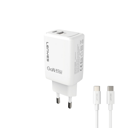 CARGADOR LENYES 45W GAN + CABLE USB C