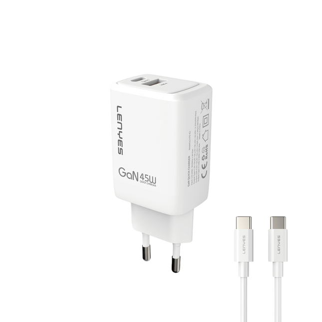CARGADOR LENYES 45W GAN + CABLE USB C