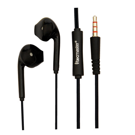 AUDIFONOS TECMASTER ERGONOMICOS INTRAUDITIVOS 1.25 MT 3.5MM NEGROS