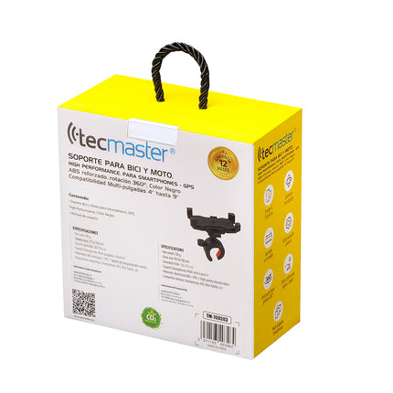 SOPORTE TECMASTER PARA MOTO Y BICICLETA 4" A 9" ROTACION 360°