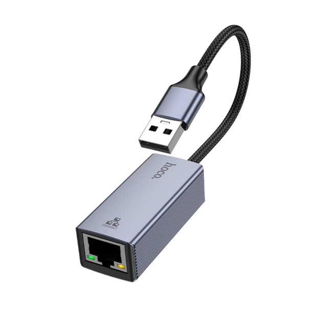 Hoco UA37 USB Adapter, USB A to RJ45 Adapter, 1000 Mbps Ethernet Adapter, High-Speed Network Adapter, Gigabit LAN Converter, Hoco USB to Ethernet, Compact Internet Adapter, Laptop RJ45 Connector, Wired Network Adapter, Computer Accessories Hoco UA37,