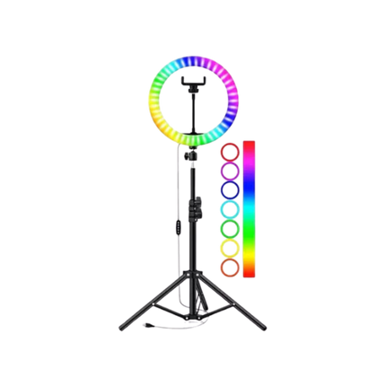 ARO DE LUZ LED RGB + TRIPODE RD-36 CON EFECTO ARCO IRIS