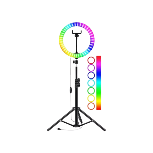 ARO DE LUZ LED RGB + TRIPODE RD-36 CON EFECTO ARCO IRIS
