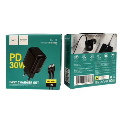 Cargador HOCO DC116 PD 20W con Cable USB-C a USB-C – Carga Rápida