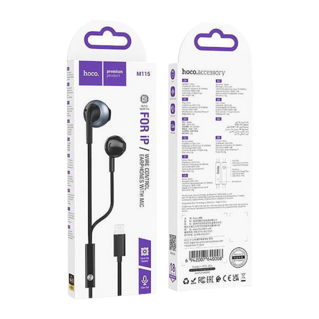 Audífonos Hoco M115 Lightning para iPhone con micrófono