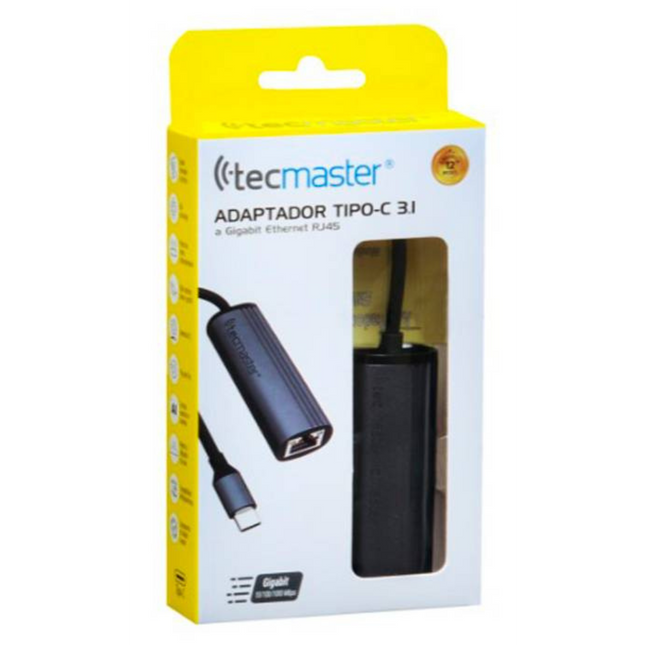Adaptador Tecmaster Tipo-C 3.1 a RJ45 Gigabit Ethernet 1Gbps