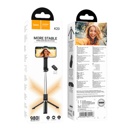 Hoco K20 – Bastón Selfie + Trípode con Control Bluetooth para Smartphones