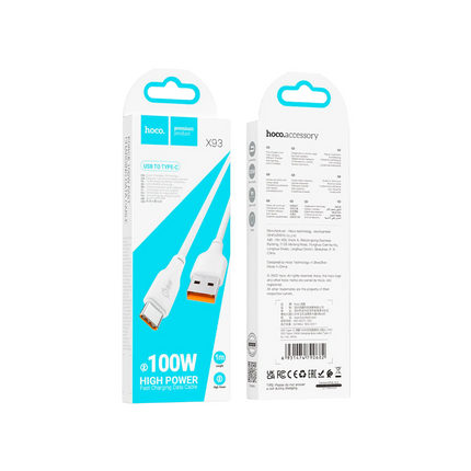 CABLE HOCO X93 FORCE USB A TIPO C 1M 100W