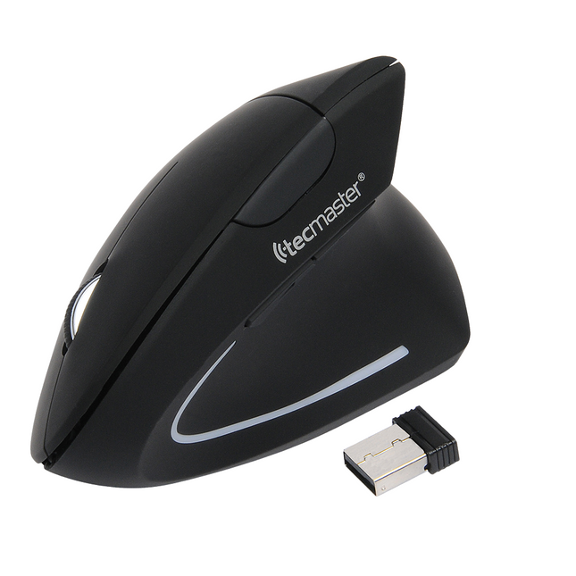 MOUSE VERTICAL TECMASTER DUAL WIRELESS Y BLUETOOTH RECARGABLE TIPO-C NEGRO