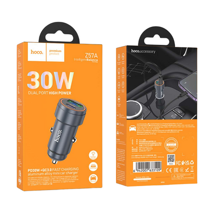 CARGADOR DE AUTOMOVIL HOCO Z57A USB-C PD 30 W + USB QC3.0