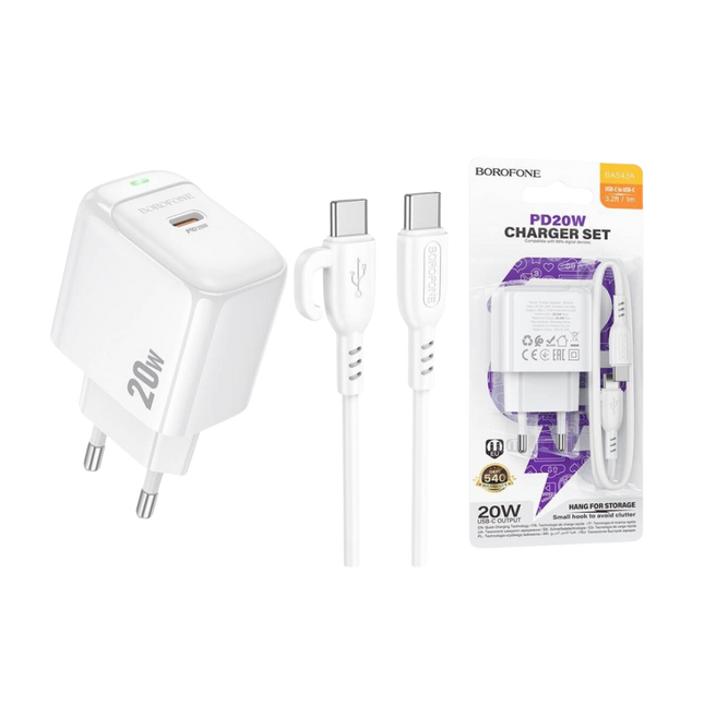 Cargador Borofone BAS43A con Cable Lightning – Carga Rápida para iPhone