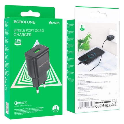 CARGADOR BOROFONE BA59A UN PUERTO QC3.0 18W