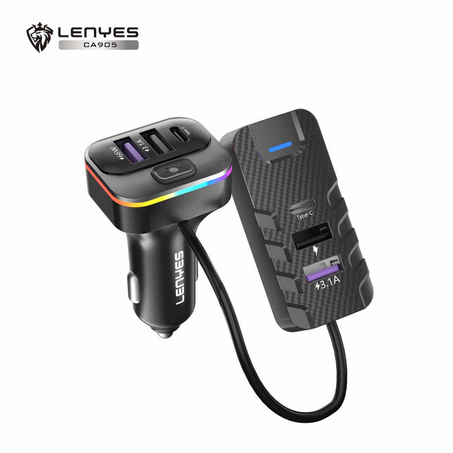 CARGADOR DE AUTO LENYES CA905 66W + HUB